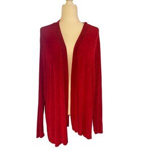Vintage Citiknit Red Velvet Long Sleeve Open Front Cardigan – Size S